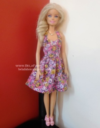 Miniature Floral Short Dress for Barbie Doll