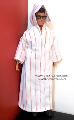 Miniature Male outfit Brown Striped Djellaba For Ken Doll or Barbie